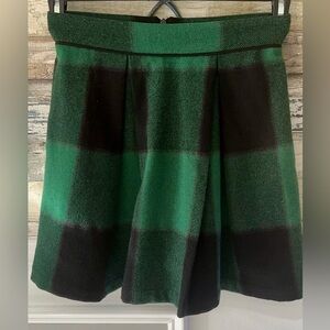 Sea New York Buffalo Plaid Green and Black Wool Mini Skirt Size 2
